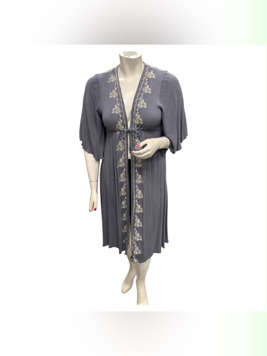 easel Dresses & Skirts - Easel Slate Gray Embroidered Wrap Dress
